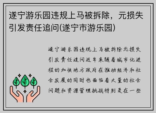 遂宁游乐园违规上马被拆除，元损失引发责任追问(遂宁市游乐园)